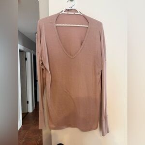 DEX Pink V-Neck Long Sleeve Sweater